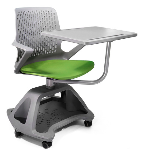 Silla Escolar Moderna Con Paleta Y Ruedas De Plástico Smart Gris-verde
