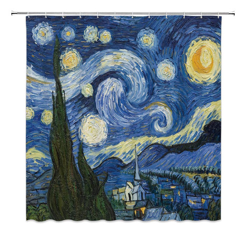 Cortina De Ducha Zkjsmgs Van Gogh Starry Night Blue Poliéste