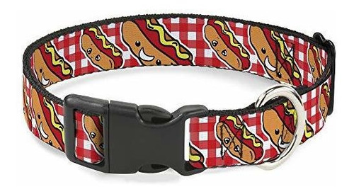 Cat Collar Breakaway Hot Dogs Buffalo Plaid White Red 8 To 1