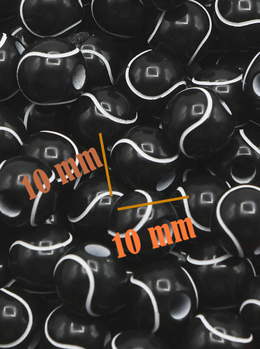 Balón Separador Acrilico Para Pulsera 100gr Futbol Volley Tenis Negro 1 Cm 1 Cm