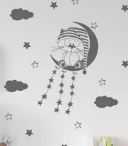 Comprar Vinilos Decorativos Gato Gatito Luna Bebe Nubes Estrellas
