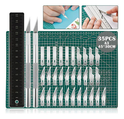 Hapemein® 35pz A3 Tapete Corte Autorreparable 30x45 Doble Vista Cutter