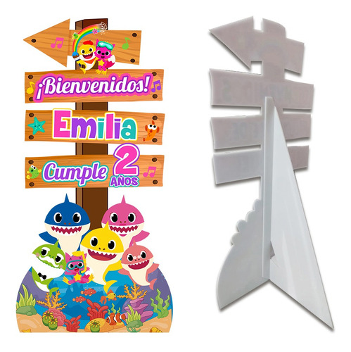 Figura Coroplast Letrero Bienvenida 1m Baby Shark Niña