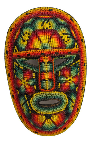 Máscara Forrada Con Chaquira, Artesanía Huichol