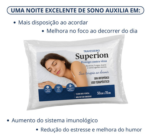 Superion Travesseiro Terapêutico C/ Fibra Siliconada 50x70cm Branco