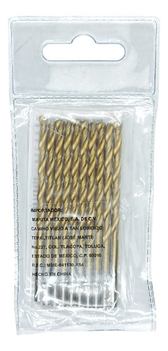 Juego De Brocas Hss-tin 1/8 X 2-3/4 10 Piezas Makita D64836