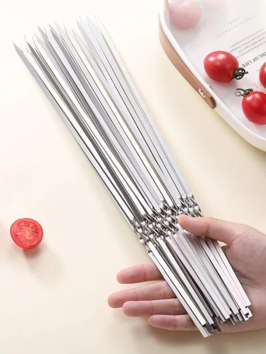 Brochetas Acero Inoxidable 10 Piezas 33 Cm Parrilla Barbacoa