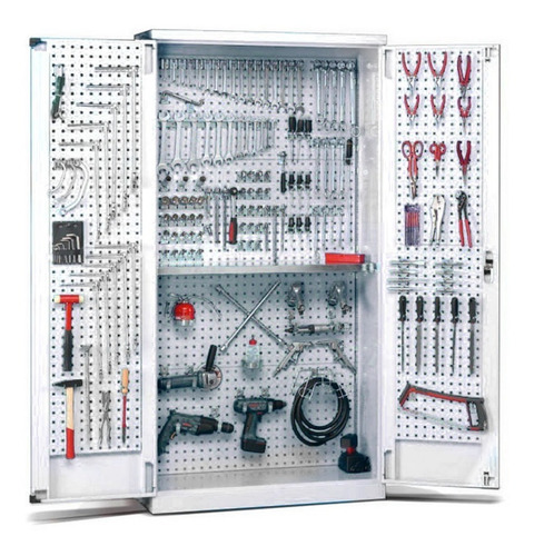 Armario Storage Compat Para Taller C/panel Y Set De Ganchos