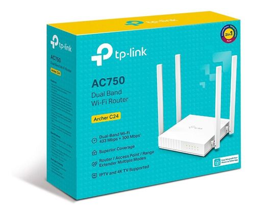 Router Tp-link Archer C24 Dual Band Ac750 4 Antenas 3 En 1