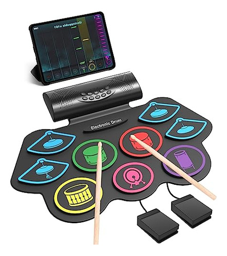 9 Pads Kit De Batería Electrónica, 19x13 Pulgadas Batería