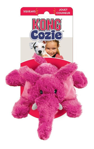 Kong Peluche Cozie Elmer Elephant Medium Juguete Perro- Color Fucsia Diseño Elefante