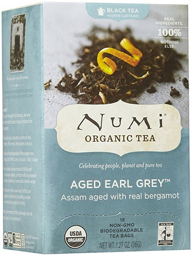 Numi Té Orgánico Envejecido Té Earl Grey Negro, 18 Ct