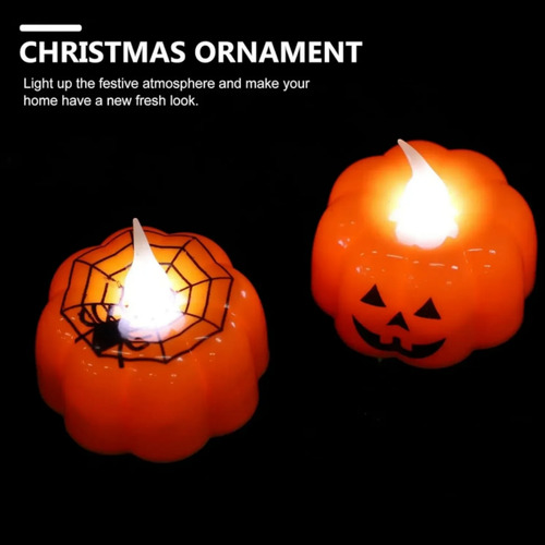 6 Velas Led Con Forma De Calabaza Para Halloween, Guirnaldas