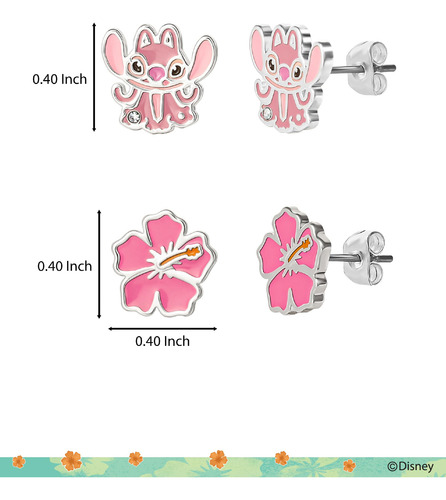 Pendientes De Tuerca Disney Stitch Angel Para Mujer Lilo & S