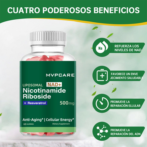 Nad+ | Nr Nicotinamida Ribosa -resveratrol Con Semilla De Uva | - 60 Osito De Gominola