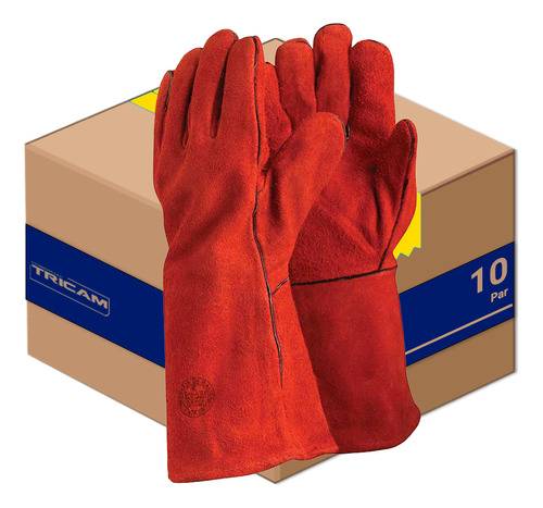 Guante Soldador Descarne Rojo | 10 Par | Steelpro