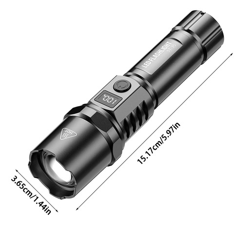 Linterna De Luz Blanca G Con Pantalla Usb Tipo C Portátil 10