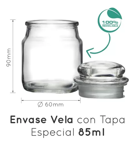 Envases Velas Cera Frasco Vidrio Con Tapa Metálica 130ml X12