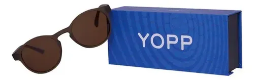Oculos De Sol Yopp Casual Esportivo Redondinho Camurca Marrom Uv400 Polarizado