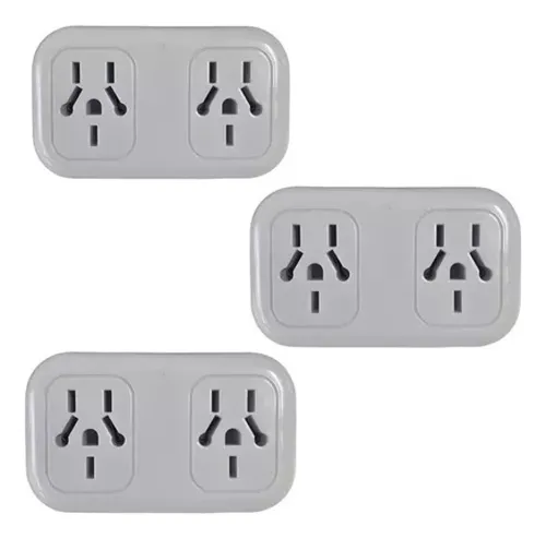 Set X3 Adaptador Enchufe Ficha Doble Multitoma Color Blanco