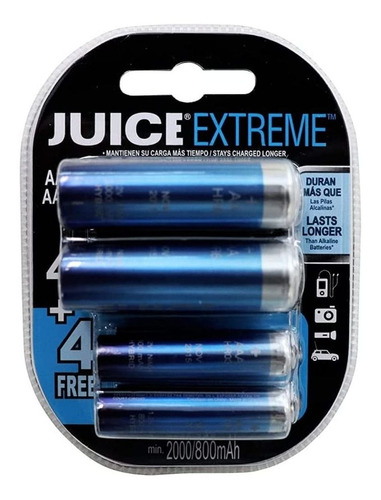 Pilhas Recarregaveis 4 Aa 2100mah 4 Aaa 850mah Extreme Juice