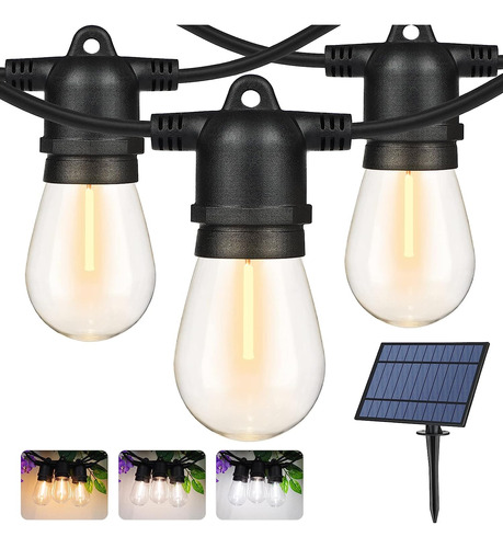 Wenfeng Solar Outdoor String Lights, 3 Colors In 1 Patio ...