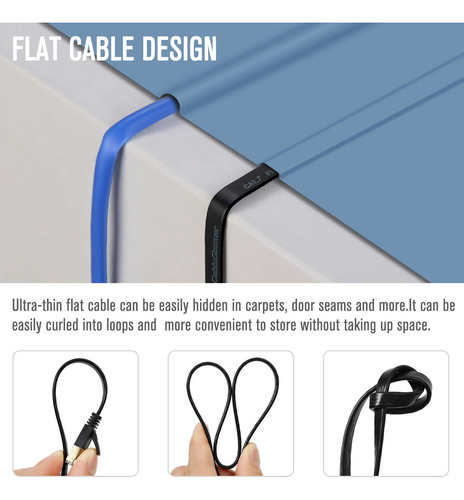 Cable De Conexión Ethernet Cat 7 Blindado De 100 Pies Negro
