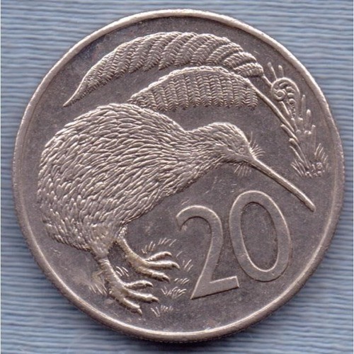 Nueva Zelanda 20 Cents 1982 * Precioso Kiwi *