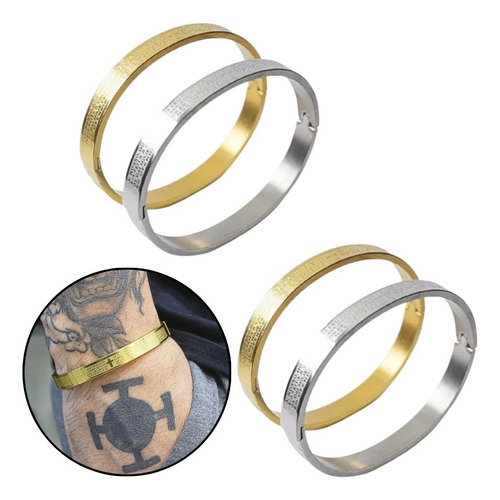 Kit 4 Bracelete Pulseiras Aço Inox Pai Nosso Dourado Prata Comprimento 19 Cm Cor Prateado E Dourado Diâmetro 19 Cm