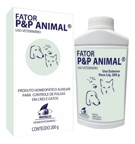 Talco Fator P&p Animal 200g Homeopático Antipulgas Cães Gato