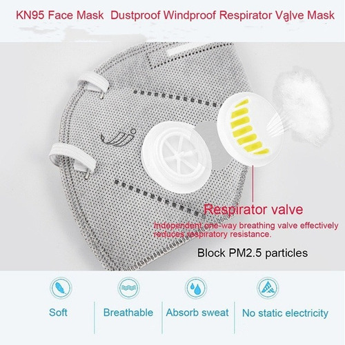 5pc Kn95/n95 Pff2 Protección Respiratoria Máscara Con Válvul