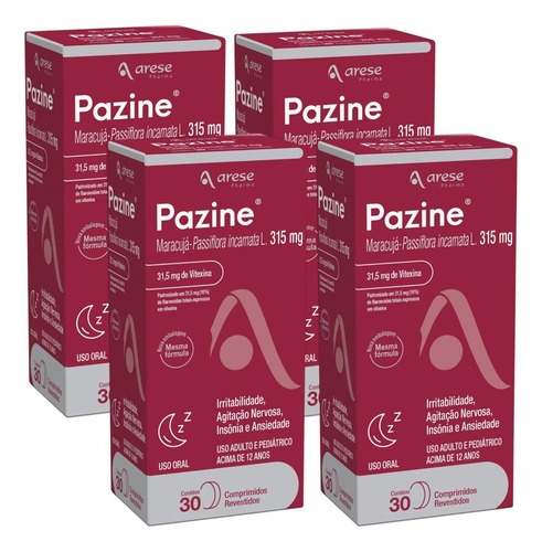 Kit Pazine 315mg Com 4 Unidades De 30 Comprimidos Cada