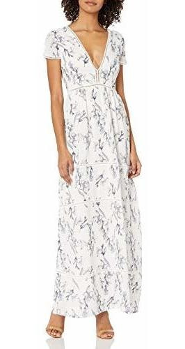 Lucca Couture Women's Ladder Trim Tiered Printed Maxi Dress