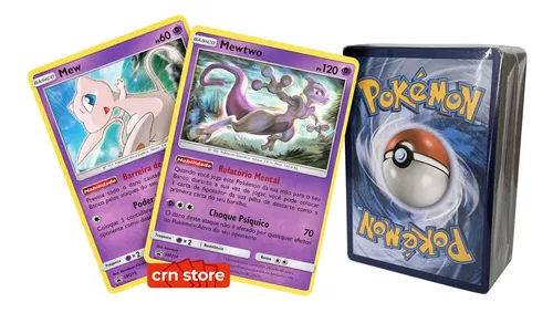 Carta Pokémon Lendário Mew E Mewtwo Com Lote De 100 Cartas