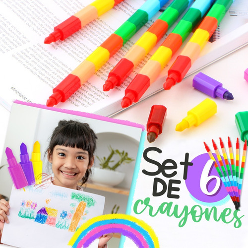 Imagen 5 de 6 de Set De 6 Crayon Puntas Intercambiables 13 Colores Mayoreo