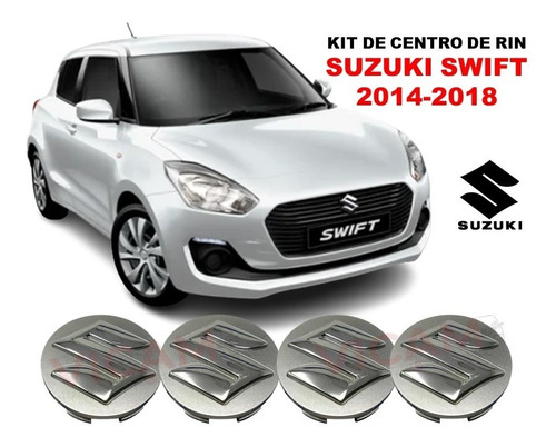 Kit De 4 Centros De Rin Suzuki Swift 14-18 Gris/crom 54 Mm