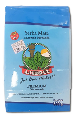 Yerba Mate Ajedrez Despalada Canchada Sin Tacc 500g Premium