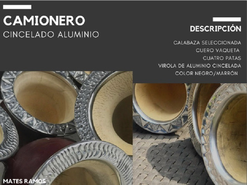 Imagen 4 de 6 de Mate Camionero Con Virola Aluminio Cincelado Cuero Premium