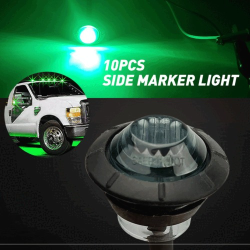 10x Green Side Marker Lamp Smoked Shell Auto Truck Traile Mb