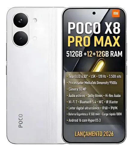 Xiaomi Poco X8 Pro Max 12gb +12gb Ram 512gb Global C/ Ip69