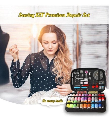 Kit De Costura Completo Com 97 Pcs Para Reparo Com Estojo
