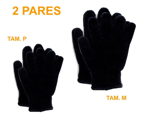 Imagem 2 de 4 de Luva De Frio Yong Bi Preta 2 Pares Tamanho P / M