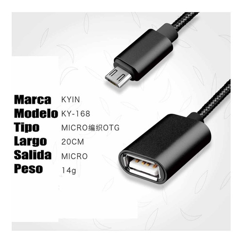 Cable Otg Micro Adaptador Usb Para Pendrive Mouse Teclado