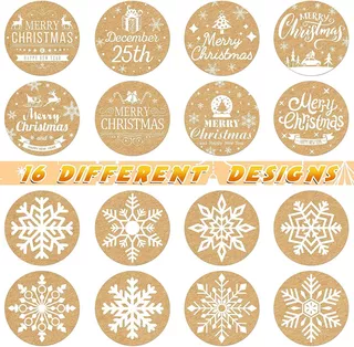1000 Pieces Christmas Envelope Stickers Round Snowflakes Lab