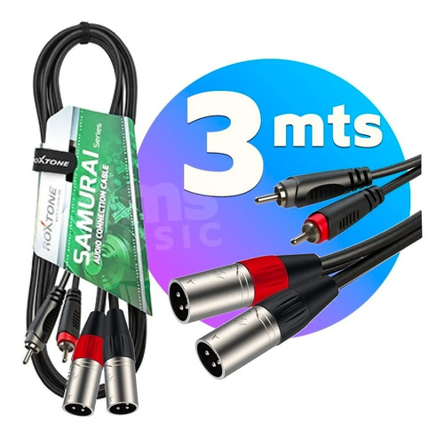 Imagen 1 de 4 de Cable Stereo Para Audio 2 Rca A 2 Cannon Canon Xlr Macho 3m
