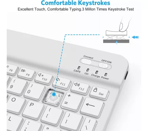 OMOTON Teclado Bluetooth, teclado inalámbrico recargable para iPad, iPad  Pro, iPad Mini, iPad Air con LED iluminado (blanco)
