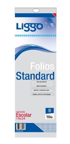 Folio Escolar Standard X 10 Unidades 30 Micrones Liggo