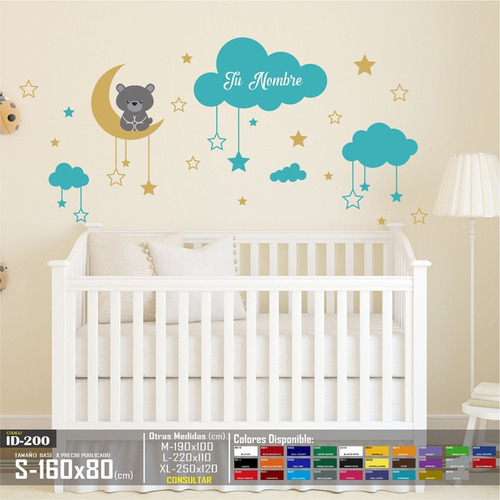 Vinilo Decorativos Oso Sobre Nube Infantil Decoracion Pared