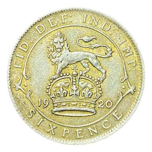 Moneda 6 Peniques Inglaterra 1920 Plata 0.925 Km 815 (Usado)