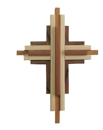Cruz Artesanal Madera Nogal Caoba Cedro Decoración Pared